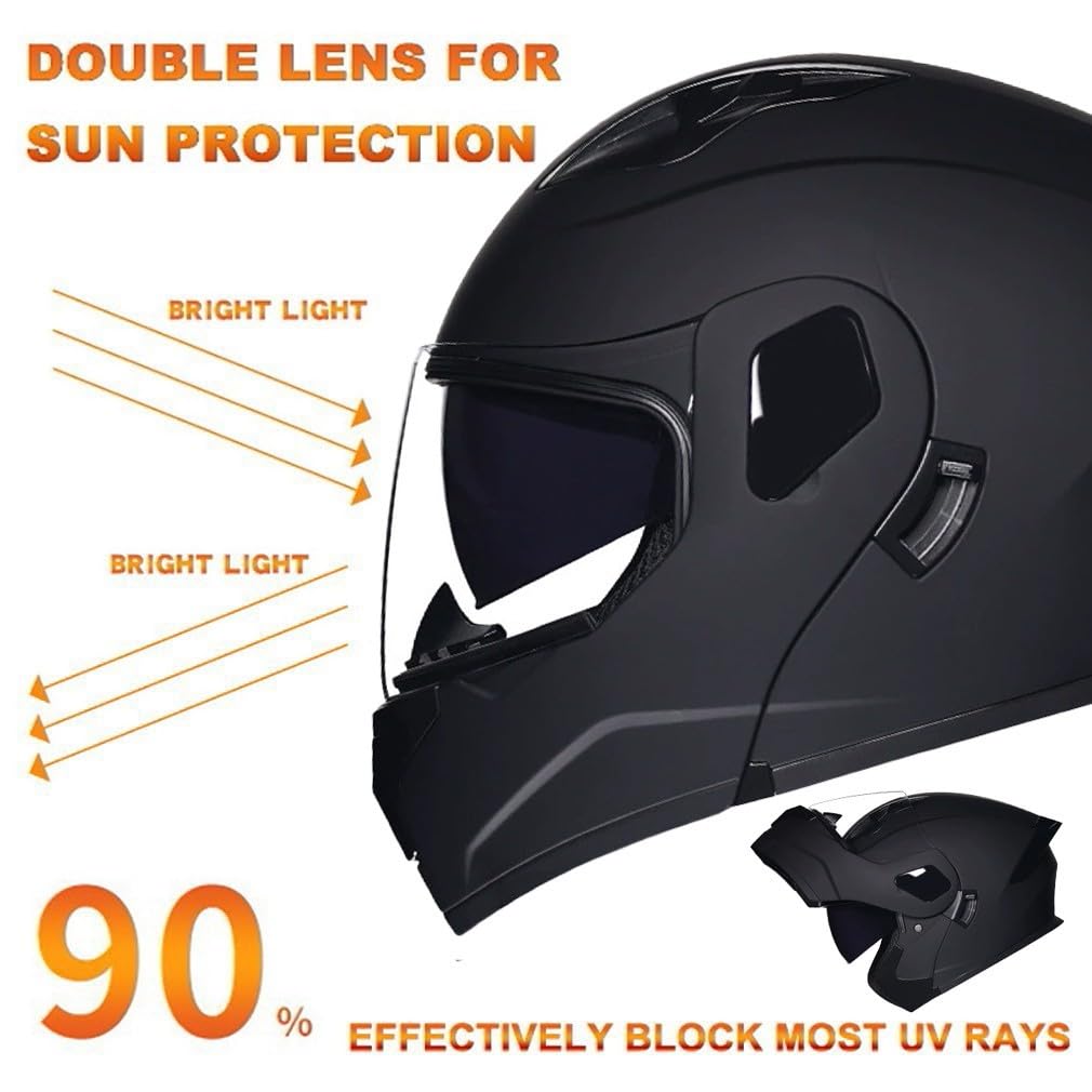 Kask szczękowy, modułowy kask z maską, certyfikat ECE, kask motocyklowy HD, odporna na mgłę, podwójna soczewka, zdejmowana odzież wewnętrzna, porowaty oddech dla dorosłych mężczyzn i kobiet