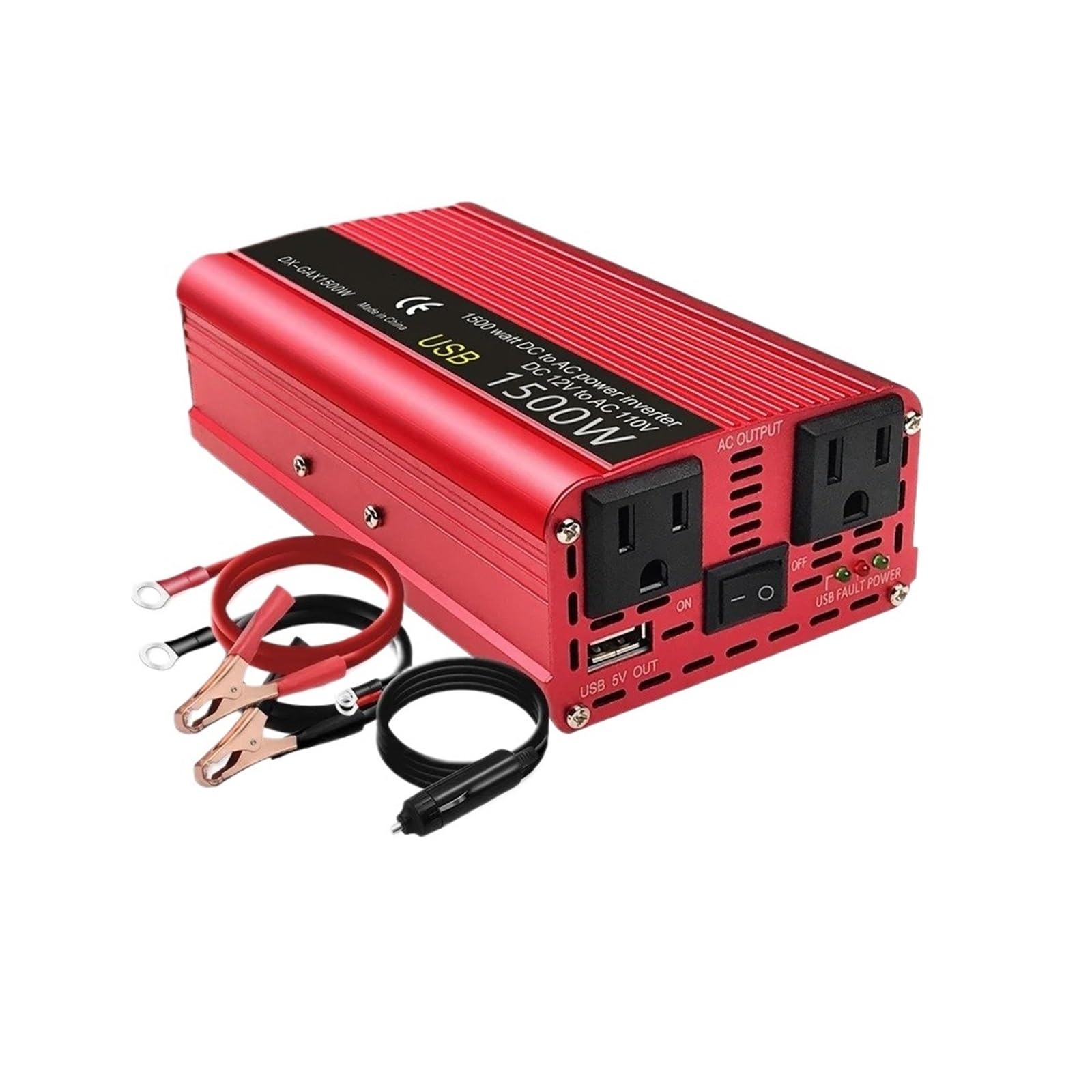 Inversor Corriente Inversor Portátil 1500 W 2000 W 2600 W 12 V 110 V 60 Hz para Uso Doméstico con Enchufe Estadounidense Accesorios para Automoción Convertidor(12V 2600W US 60HZ)