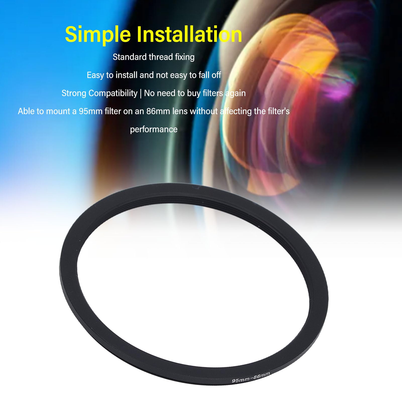 Pierścień Obniżający o 95 Mm do 86 Mm, Metalowy pierścień Obniżający ze Stopu Aluminium Adapter do Filtra do Obiektywu Aparatu UV, ND, CPL 86 Mm
