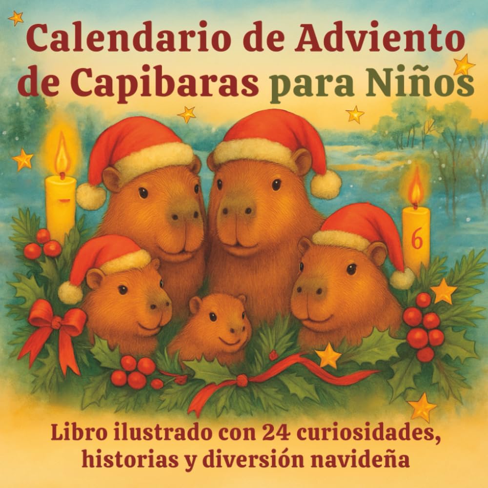 Calendario de Adviento de Capibaras para Niños – Libro ilustrado con 24 curiosidades, historias y diversión navideña: Un regalo perfecto para disfrutar con los peques estas Navidades