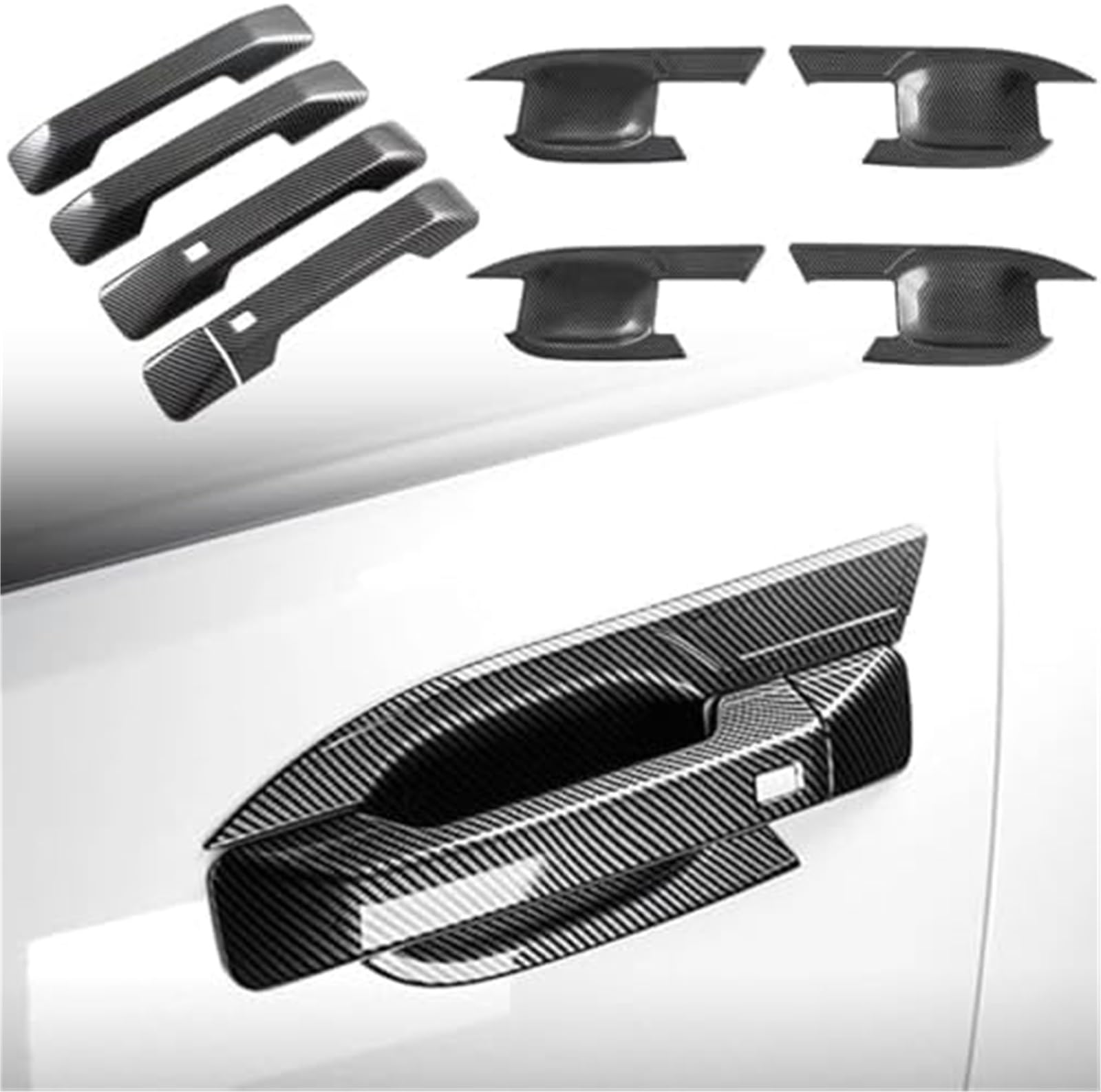 Osłona klamki zewnętrznej Zewnętrzna klamka dla drzwi samochodowych miska nakładka pokrywa tapicerka Decor Abs, Hyundai, Santa Fe 2024 2025(BLACK Handle Bowl 9)