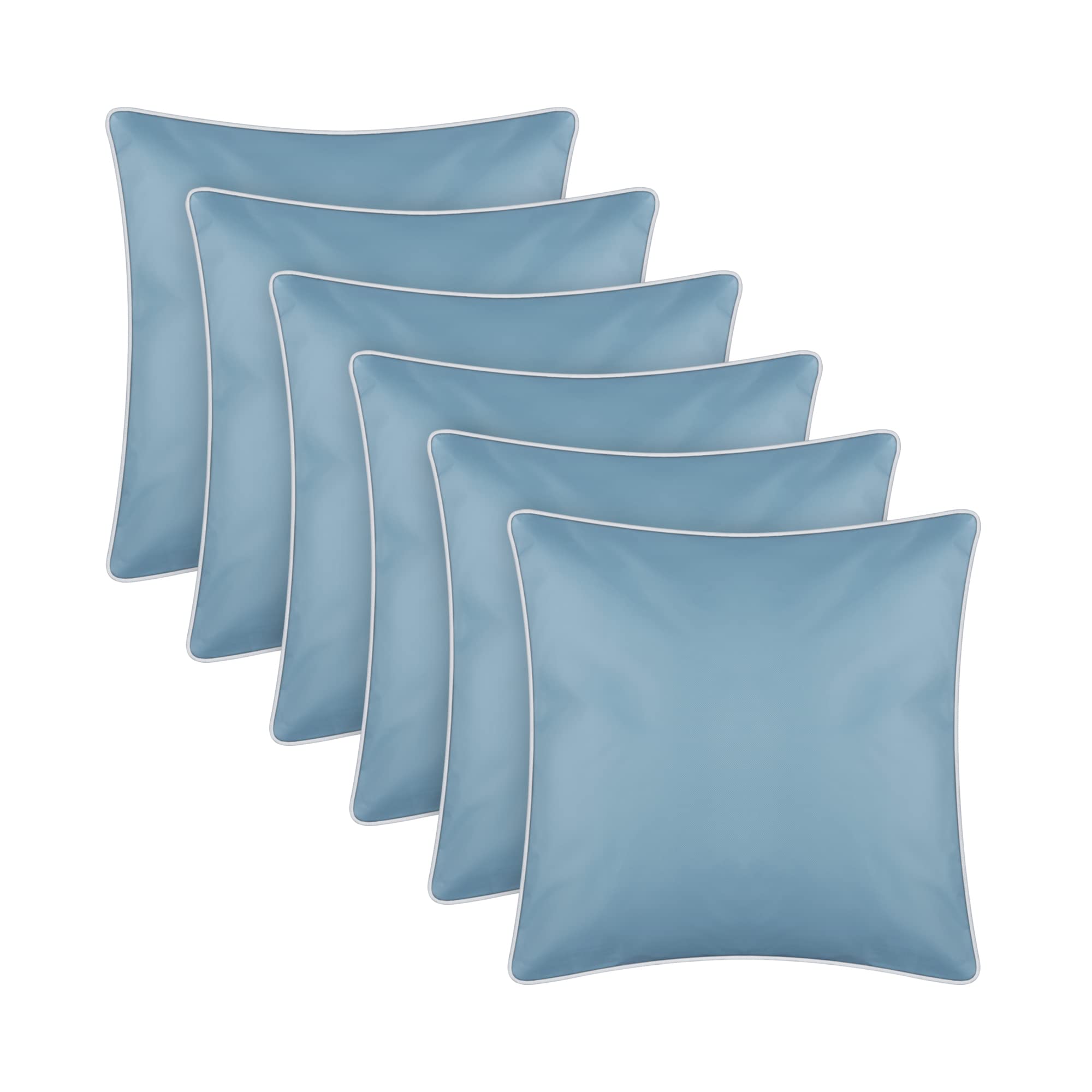 Bestlivings Outdoor Kissen mit Paspel 6er Pack (45 x 45 cm) Türkis - Dekokissen Garten Reißverschluss - Schmutz- und Wasserabweisend - Abnehmbarer Bezug