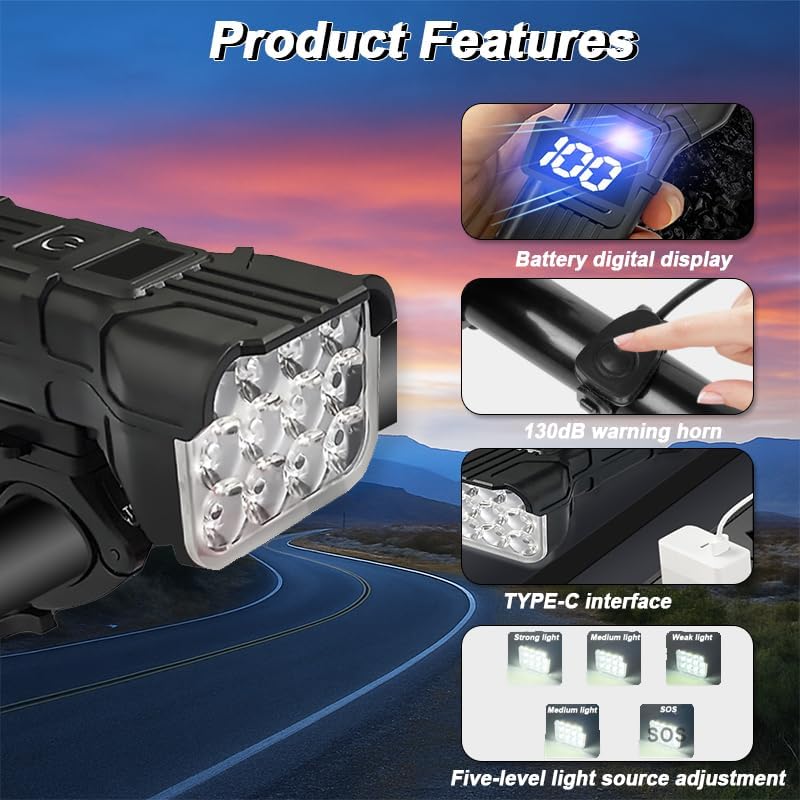 Bike Lights for Giant Avail Disc, LED Bicycle Light with 5 Lighting Modes, Bike Headlight and Taillight Set for Road, Cycling, Bicycle Accessories