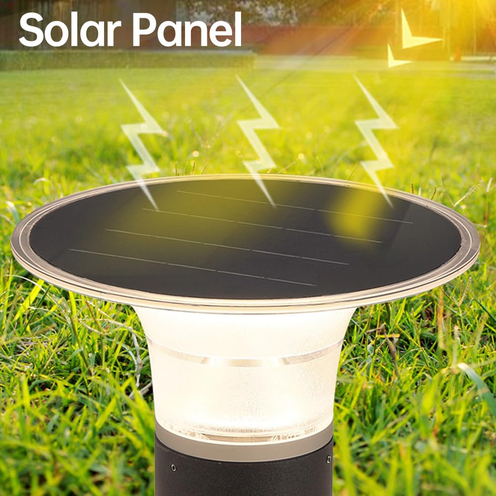 TRIVIDHA Lámpara Solar Moderna para Camino De Paisaje, De Aluminio, con Bolardo Solar LED, Resistente Al Agua IP65, para Jardín, con Encendido Y Apagado Automático, para Jardín, Garaje Y Césped