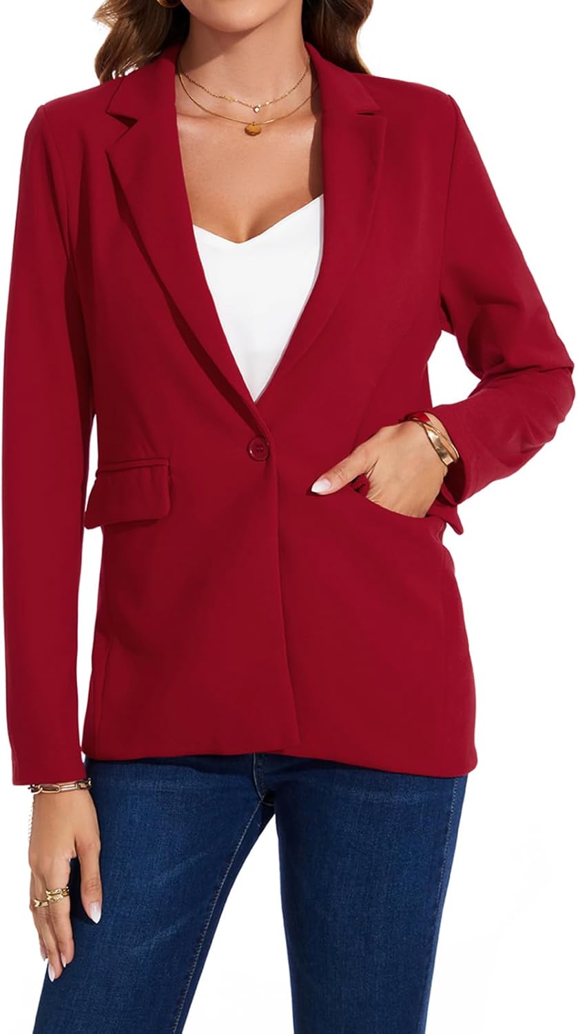 MINTLIMIT Blazers for Women One Button Jacket Suits Notched Lapel Classic Casual Formal Long Sleeve Blazer with Pockets - Image 5