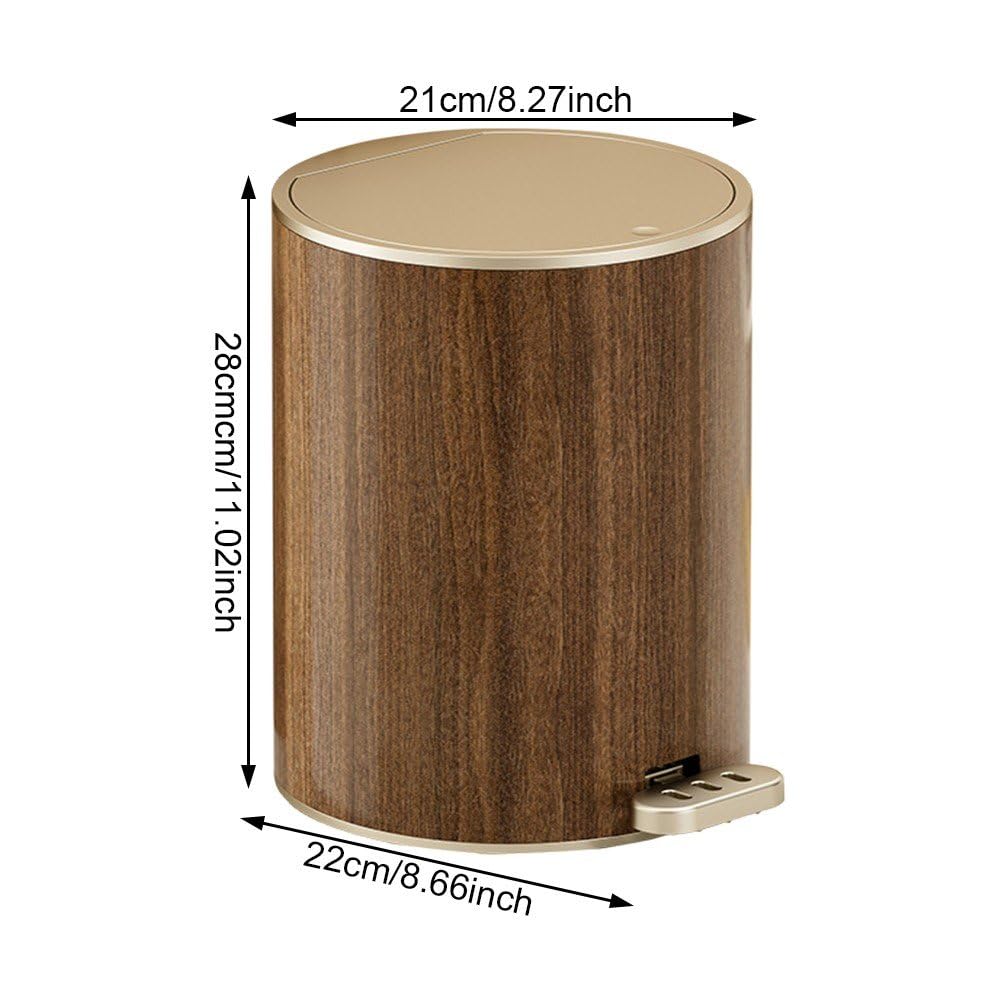 Papelera De Desecho Cesta De Papel De Madera Moderna, Bote De Basura Retro Caja De Redonda Bote De Basura Pequeño Contenedor De Basura con Tapa