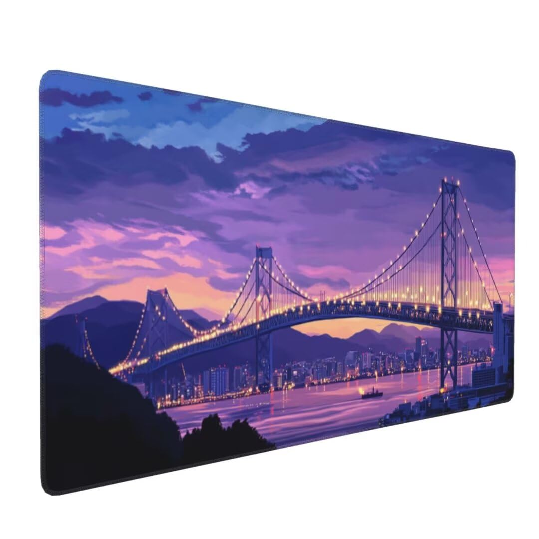 Tappetino Mouse XXL 1000x600x3mm Tappetino Mouse Ponte Lago Impermeabile Tappetino Gaming Mouse Pad XXL Tappetino Scrivania, Base Antiscivolo Migliora Precisione e Velocità per Desktop/Ufficio