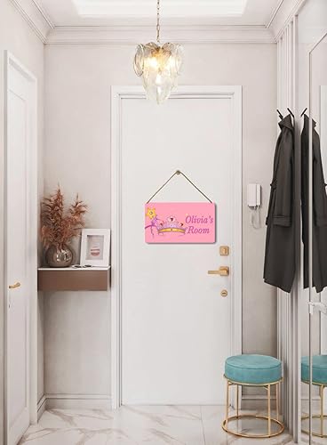 Miniatura 4 de Muroanmi Letrero de madera para puerta de bebé y niños pequeños con nombre para niñas decoración de princesa