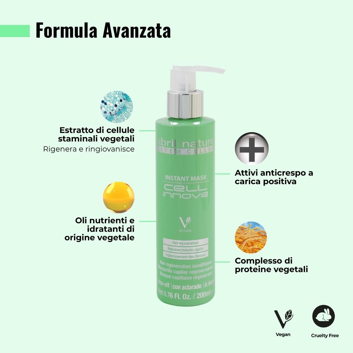 abril et nature - Maschera Capillare Cell Innove - Per Tutti i Tipi di Capelli - Idrata, Rinnova e Rigenera - Trattamento Professionale con Cellule Staminali Vegetali - Aspetto Sano e Forte - 1000 ml