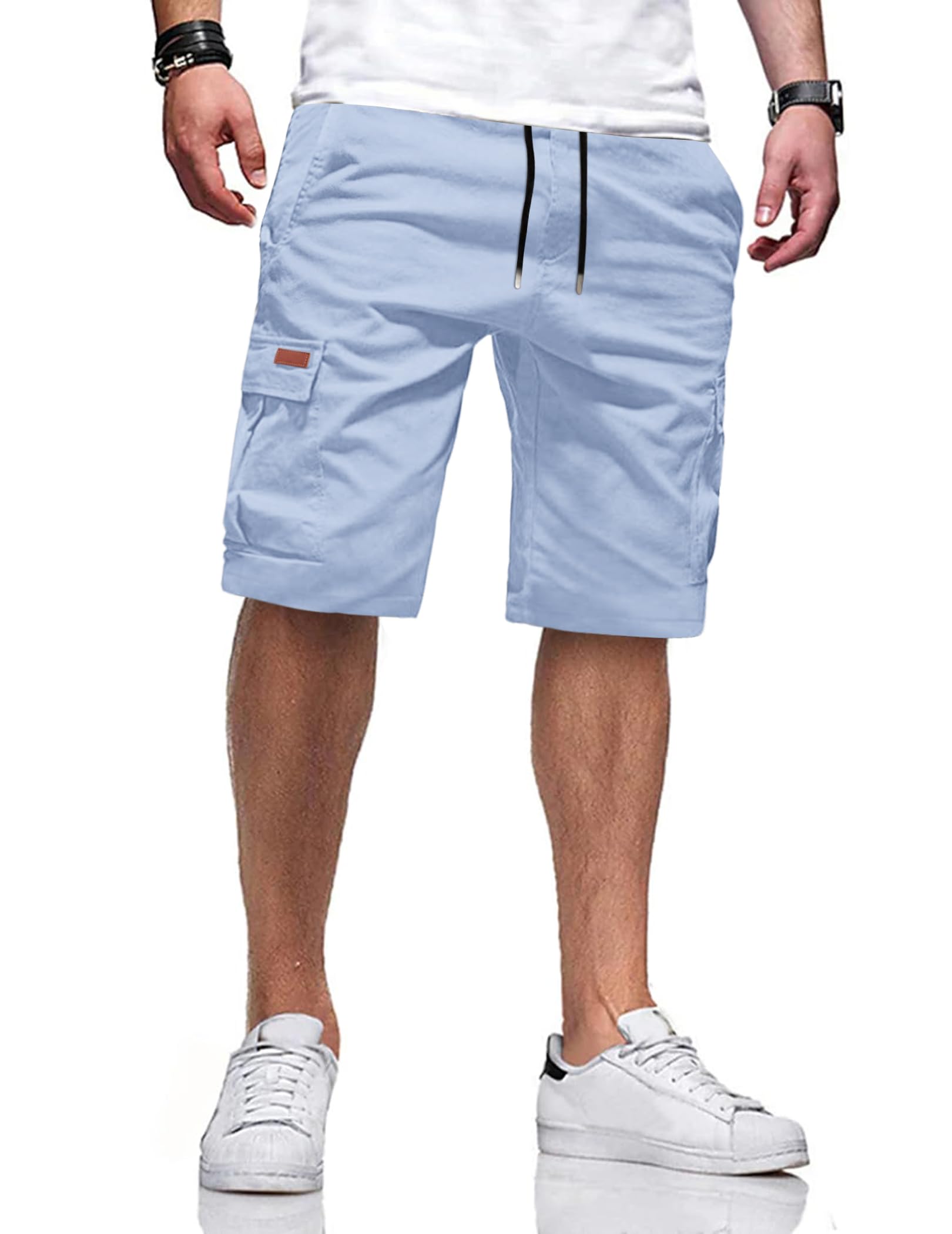 TARAINYA Pantaloncini Uomo in Cotone Ideali per Corsa Turismo Pendolarismo Elasticizzato con Cordino e Tasche