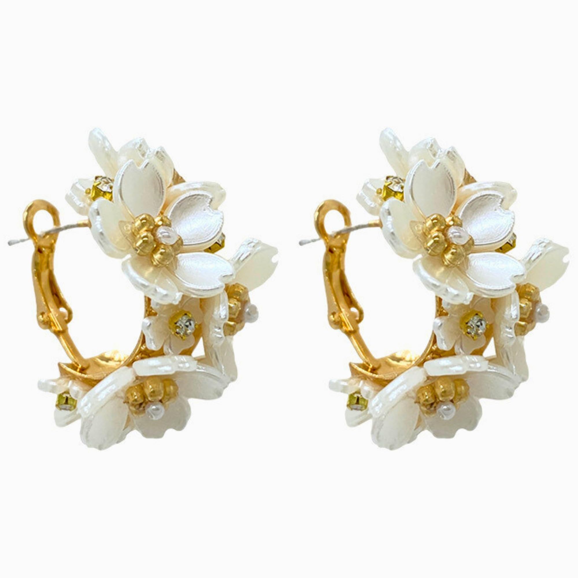 Gehney Joy of Jewels JE14 Floral Petals Hoop Earrings | 1 Gram Gold Plated Mother of Pearl Earrings for women | 3D Appearance Fashion Gold Pearl Earrings | Great Combination of Hoop and Pearl Earrings (B0CJMFKHNT) Amazon Price History, Amazon Price Tracker