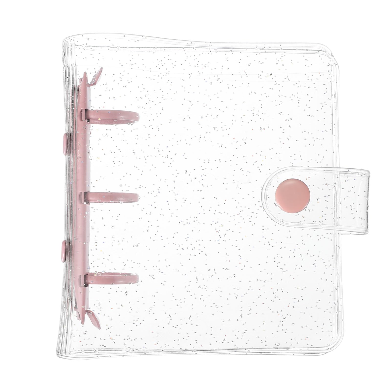 Mini classeur rose en PVC transparent de 10,9 cm avec fermeture pression durable - 8