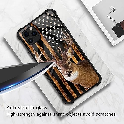 Miniatura 2 de DJSOK Funda compatible con iPhone 13 Pro Max, funda de cola blanca con bandera estadounidense de ciervos para iPhone 13 Pro Max, funda para hombre y