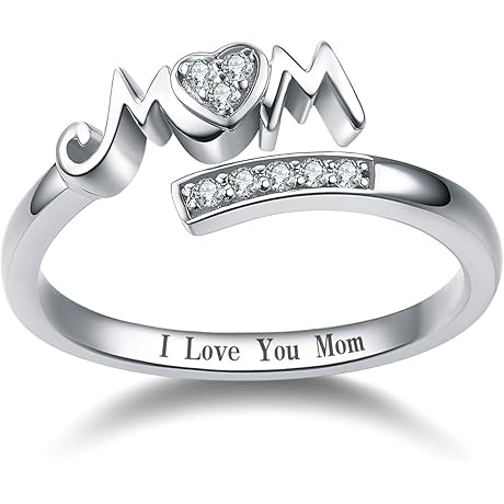 Unique Mom Rings for Women Sterling Silver Mothers Ring