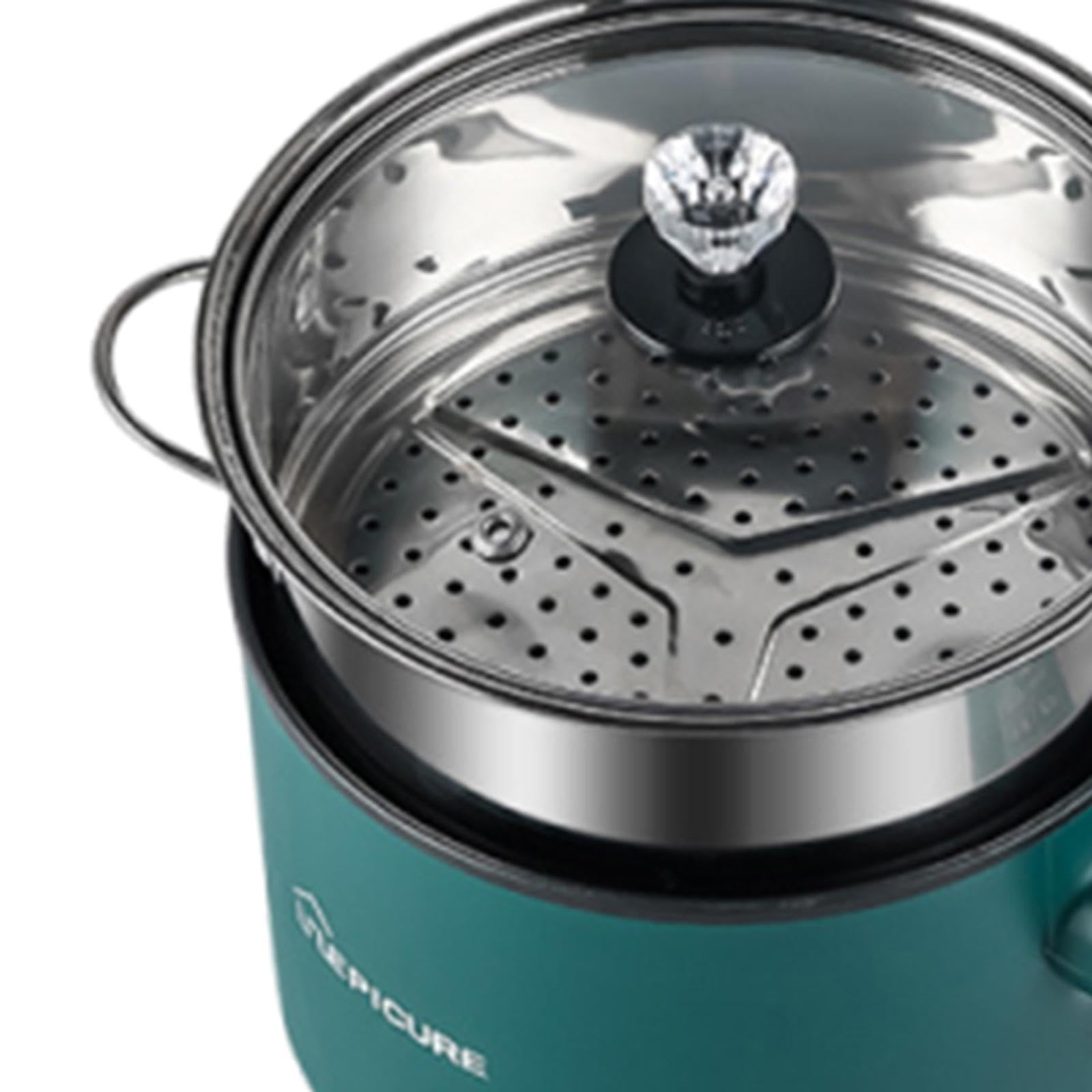 Electric Hot Pot Small Electric Pot for Pasta for Shabu Shabu Steak Dumpling Green with Steamer-picture-24