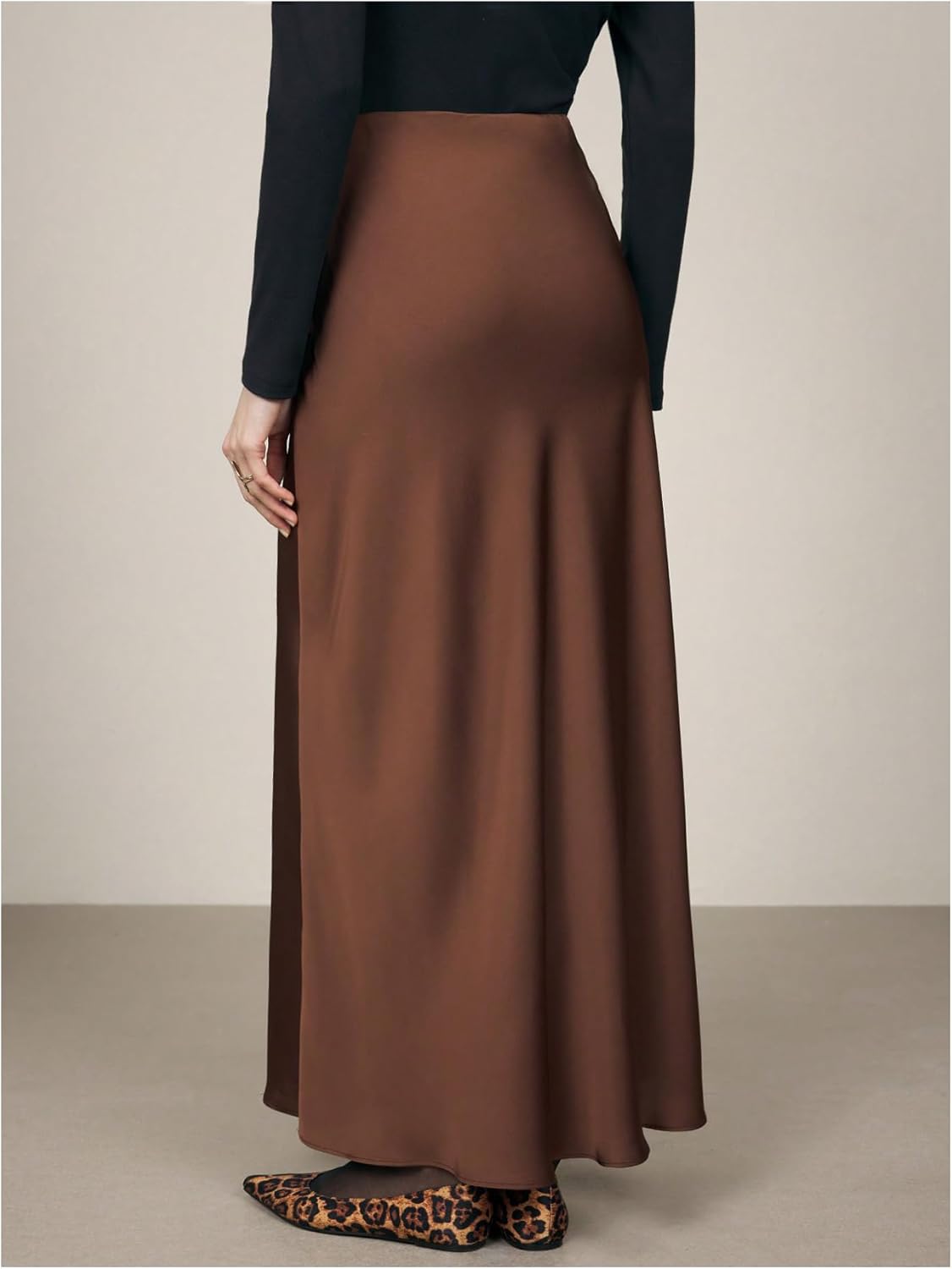 MakeMeChic Women's Satin Maxi Skirt Silk Fishtail Elegant Work Fall Long High Waist Skirts