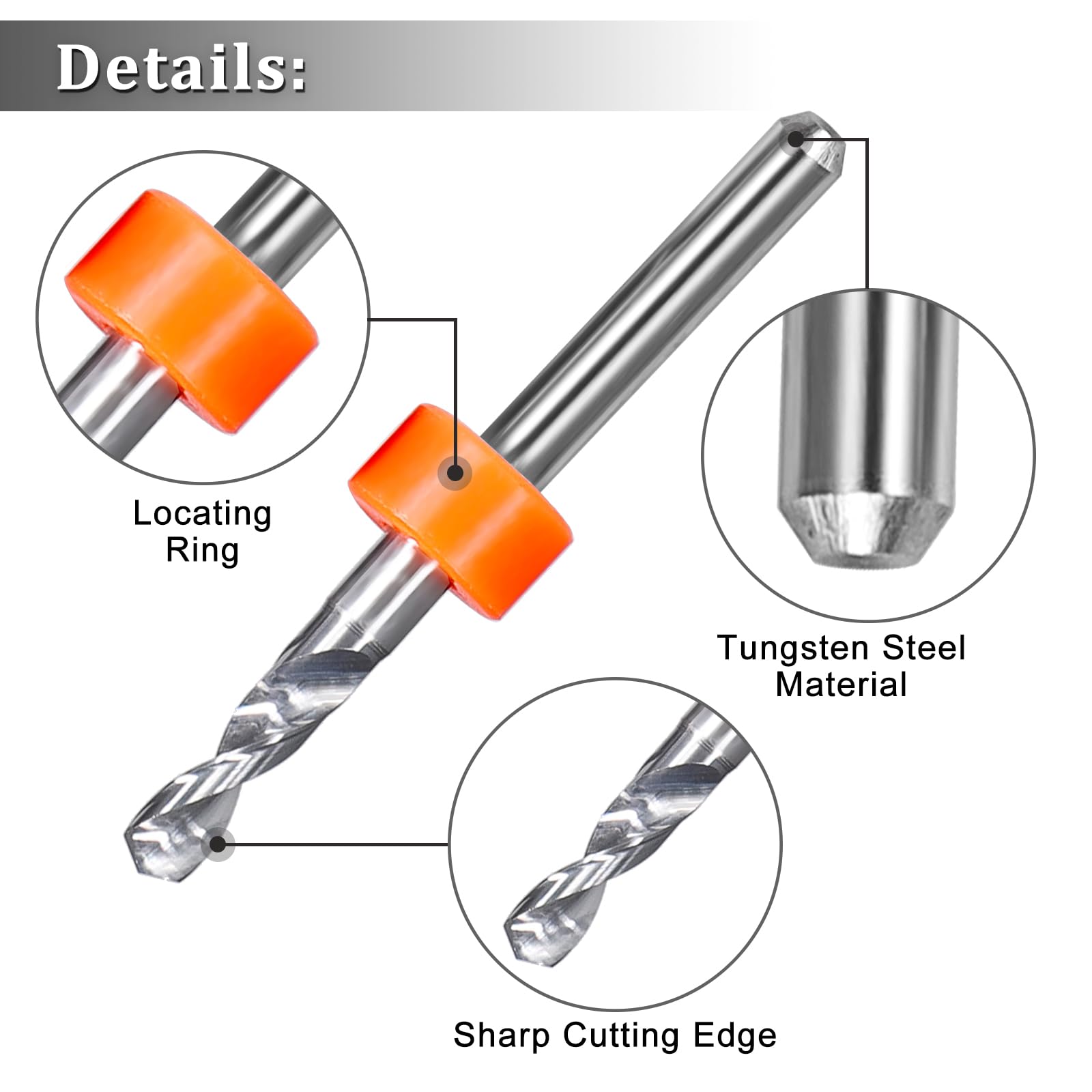 OwnMy Juego de 40 brocas para PCB de 0,1 mm a 3,0 mm, brocas de carburo de flauta en espiral para placa de circuito, mini brocas para grabado CNC de joyería, brocas pequeñas para piedra de metal