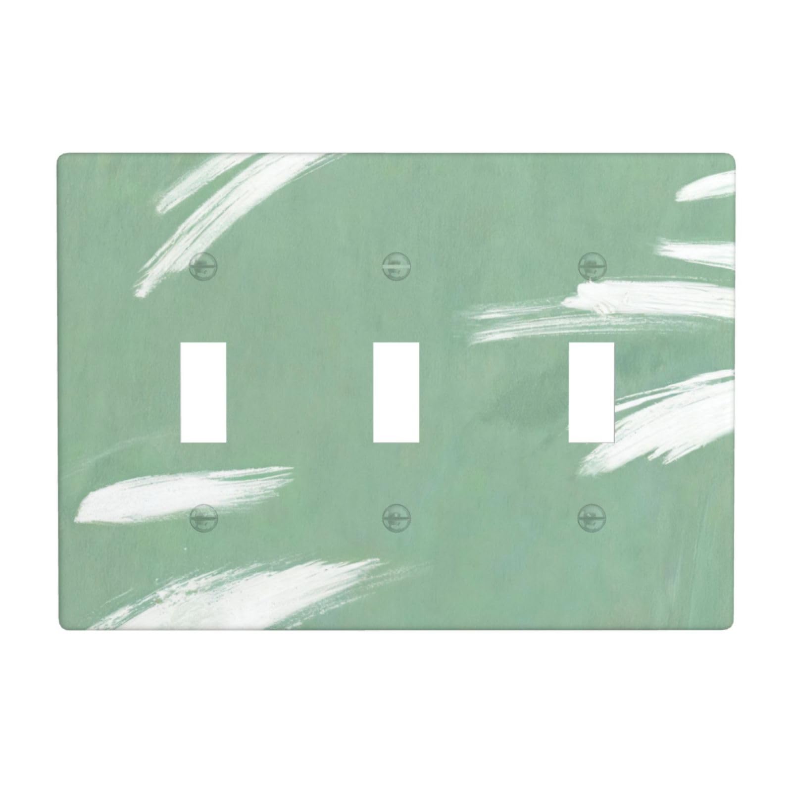Sage White Stroke 3 Gang Switch Plate Cover-Unbreakable Polycarbonate Wall Plate, Heat Resistant Toggle Switch Decor for Home