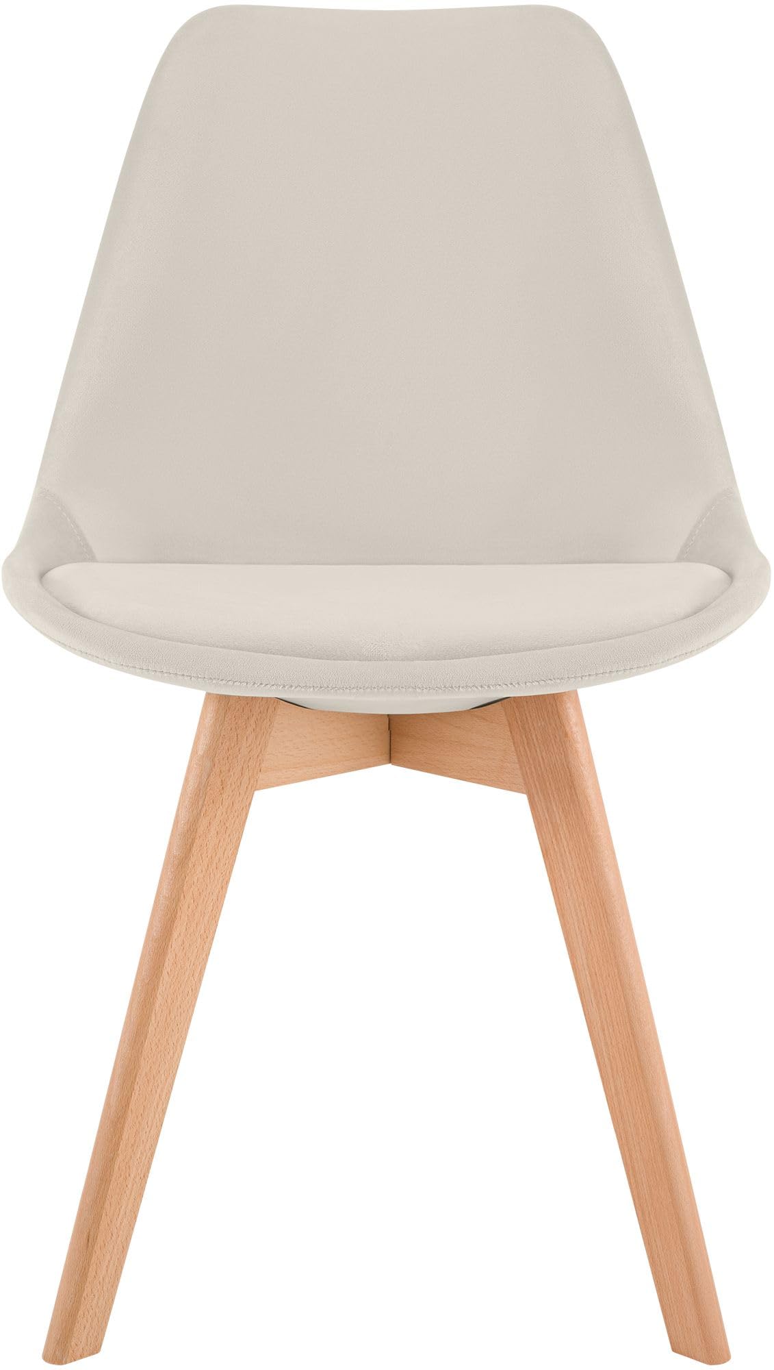 CLP Set De 4 Sillas De Comedor Linares En Terciopelo, Tela o Simil Cuero I 4 Sillas De Salón Nórdica con Base De Madera, Color:Beige, Material:Terciopelo