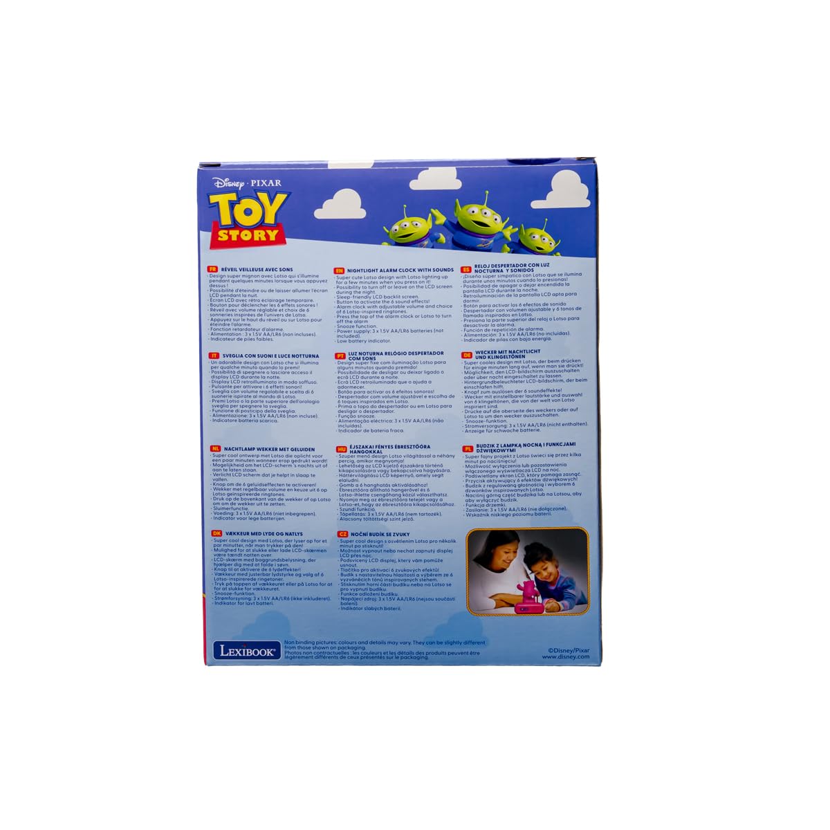 Lexibook, Disney Toy Story, Budzik nocna lampka Lotso, Postać świecąca, Efekty dźwiękowe, Wybór alarmów, Podświetlany ekran LCD, Funkcja drzemki, Fioletowy, RL800TS1LXB
