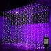 pop-belief Curtain Lights 300 LED Window Curtain String Light 6.6×9.8ft with 8 Modes for Wedding Decorations Halloween Party Home Patio Lawn Garden Bedroom Outdoor Indoor Lights (Purple
