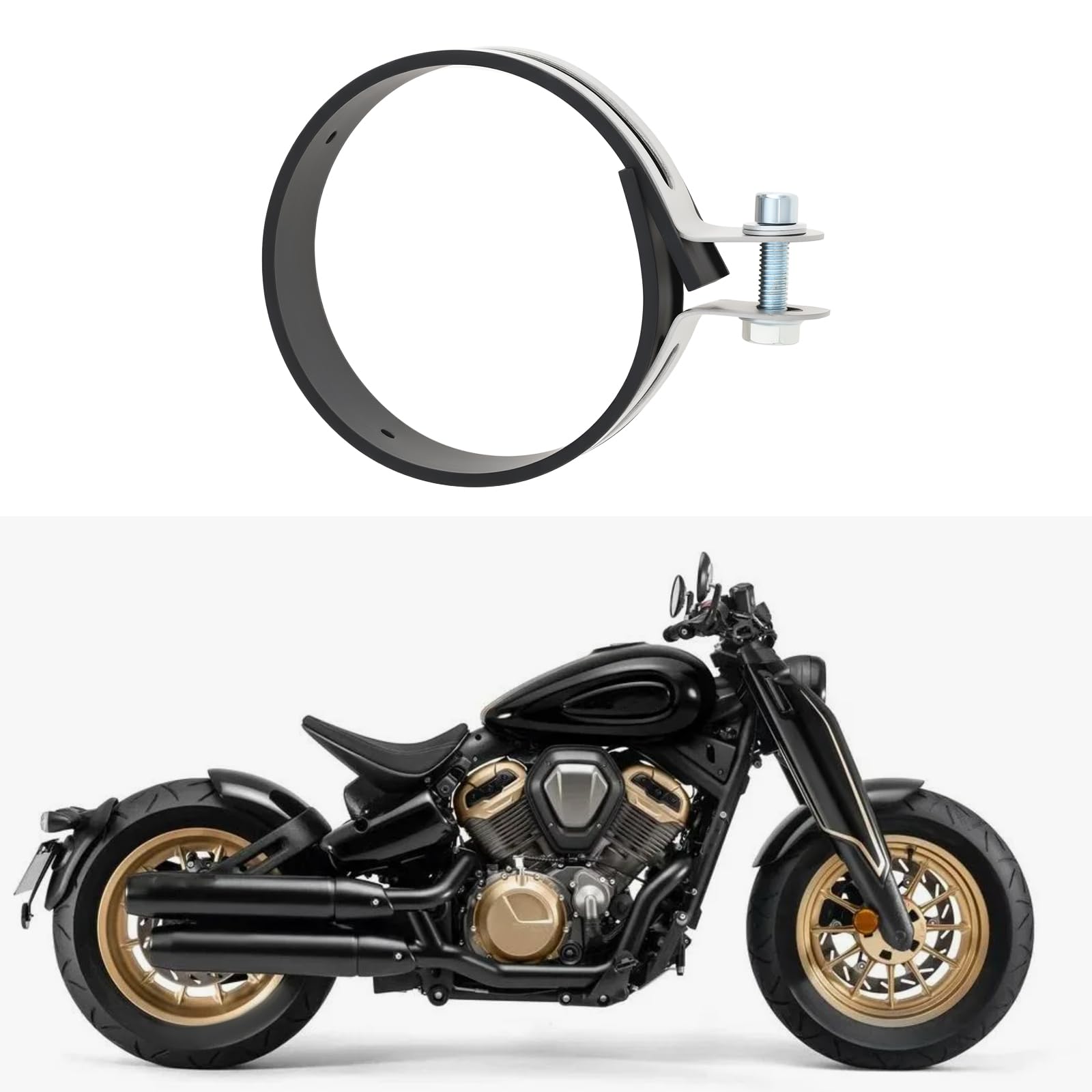 EMSea 2pcs Supports de Fixation pour Silencieux D'échappement de Moto de 100 mm avec Collier de Serrage