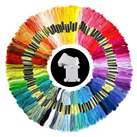 Pllieay 100 Colores Bordado Hilos de Aleatorio Colores Algodón Bordado Kit con 12 Tablero Blanco de la Bobina para Costura, Punto de Cruz