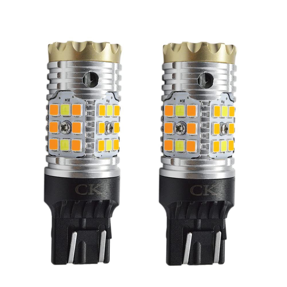 Ruiandsion 2 szt. 7441 7443 7444 żarówki kierunkowskazów, białe, żółte, bursztynowe, dwukolorowe, przełączane żarówki LED, 3030, 32SMD, żarówki LED do kierunkowskazów i świateł DRL/postojowych,