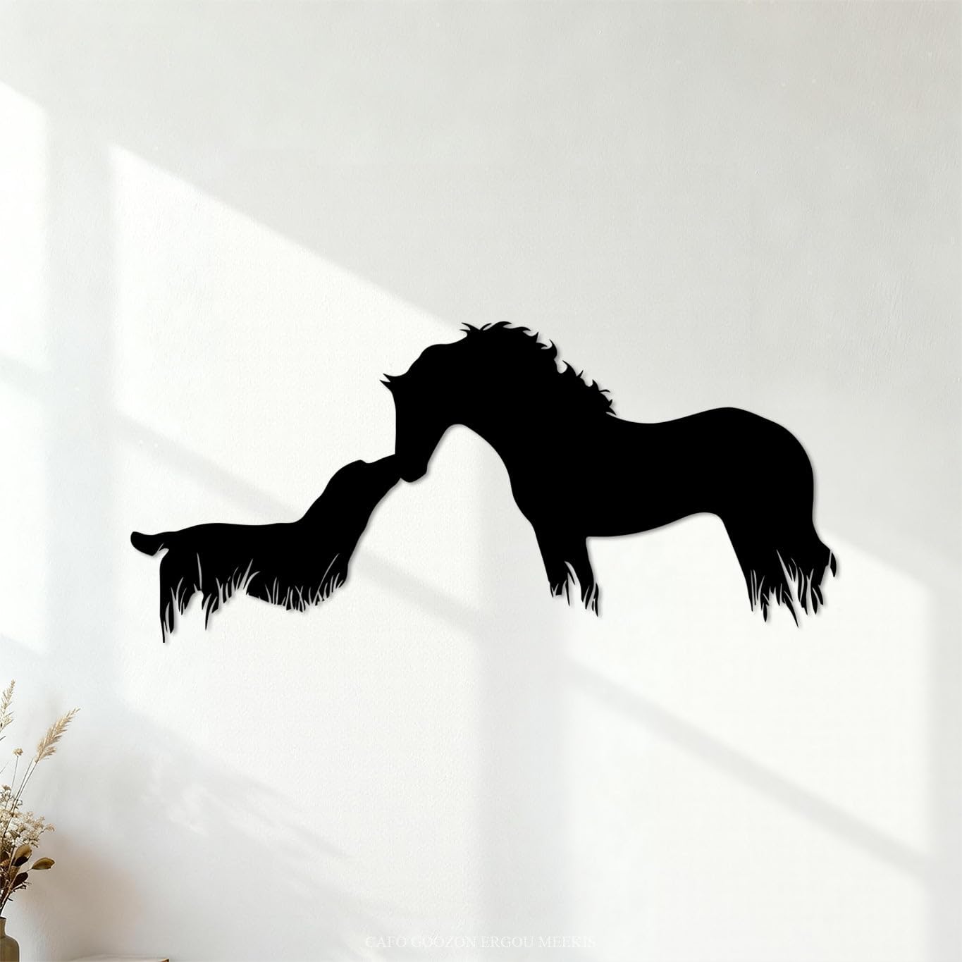 Wall Stickers Paster Paper Horse Dog Abstract Friendly Animals Veterinary Clinic Pet Shop 50.4x110.5cm Removable Without Leaving Glue Black