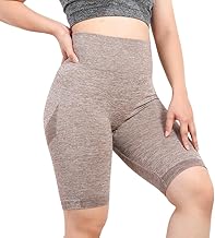 Kitchflip® Women's High Waist Seamless Yoga Pants – Butt Lifting, Compression, Stretchy, Tummy Control, Athletic Running Leggings (Brown, M)