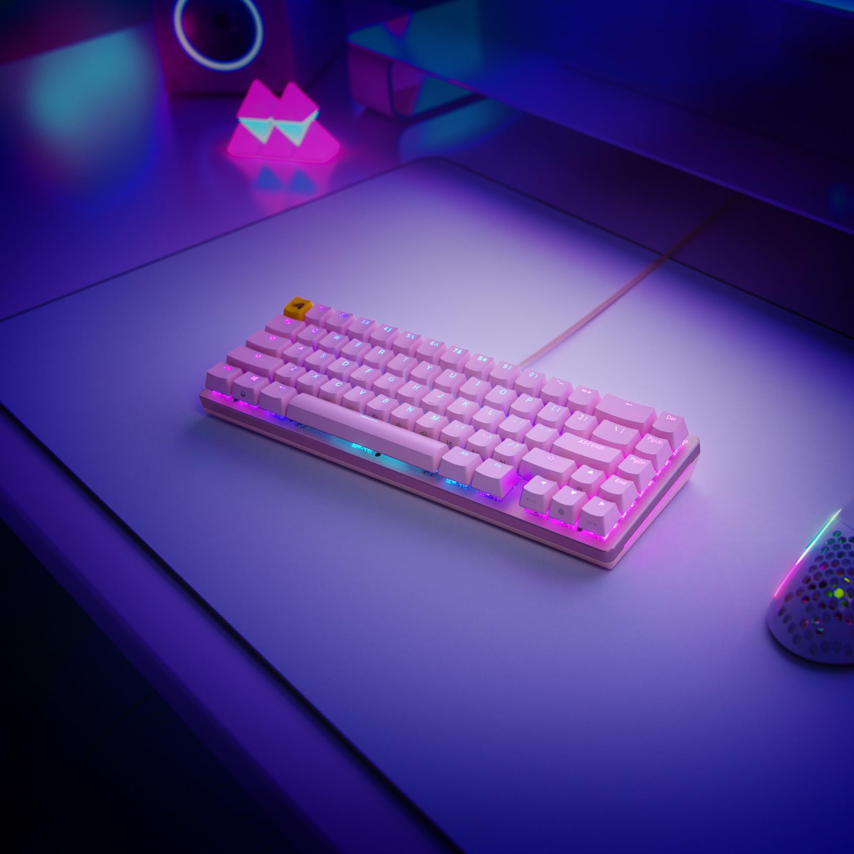 GLORIOUS GMMK 2 (65%) Mechanische Tastatur, Fox, ISO in Rosa | Aluminiumoberfläche für Biegsteifheit, Hot-Swap, Tastenweise RGB-Beleuchtung & Doubleshot-Kappen, PC-Gaming auf hohem Niveau