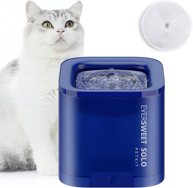 PETKIT Cat Water Fountain, Automatic Pet Drinking Fountain Bowl with LED Indicator, Ultra Quiet Pump with 2 Flow Modes & Anti-Dry Design, for Cats and Small Dogs, 1.85L (Blue)