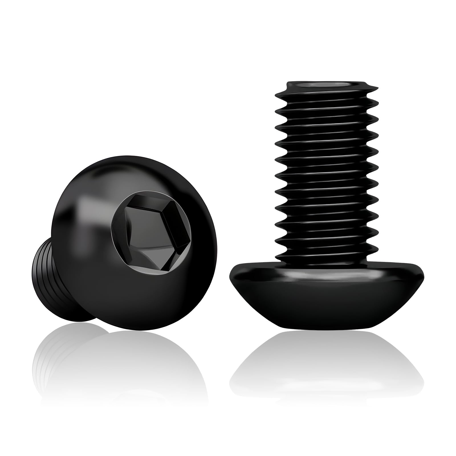 60 viti a testa bombata M4 x 12 mm, esagono incassato in acciaio inox A2 V2A, viti a testa tonda M4 nere, viti a testa tonda filettatura completa per montaggio di mobili in legno