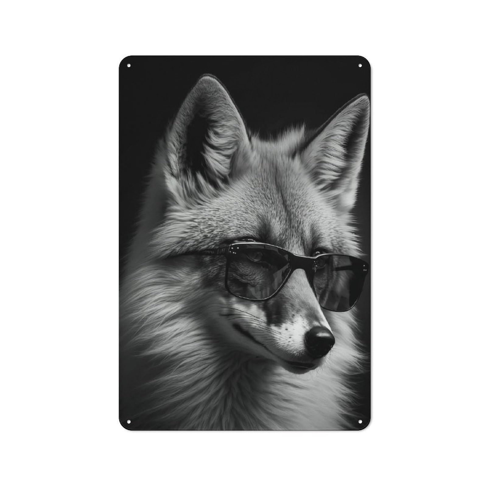 Junmoney Style-6 Portrait Of A Red Fox Printed Metal Sign 30X20cm For Café Or Home Bar, For Kitchen And Home Bar Decor, For Cafés, Pubs And Restaurants