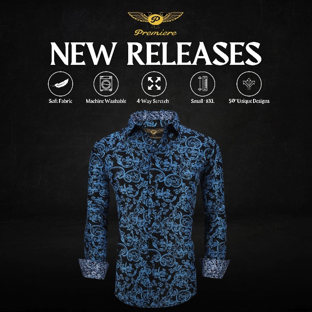 slim fit dress slacks Luxury Long Sleeve Mens Baroque Shirts Dress Autumn Party Prom Wear Sl –  Mega Mart Center