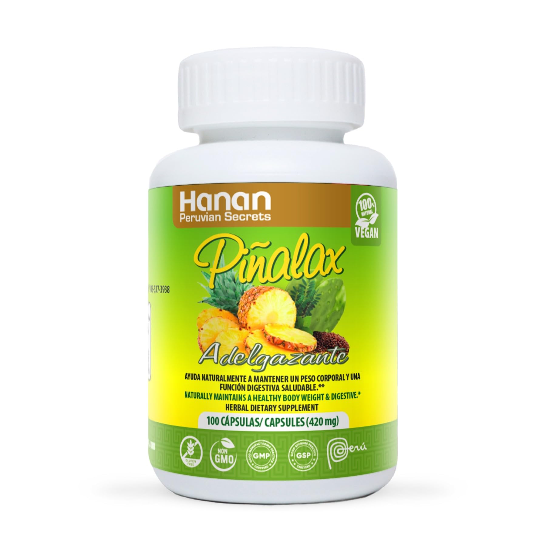 pina様 Amazon.com: Hanan Piñalax 100 Capsules of Pineapple, Green Tea