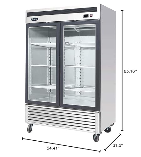 Miniatura 2 de Atosa MCF8707GR - Refrigerador vertical de vidrio de 54 pulgadas para restaurante delicatessen tiendas convenientes Iluminación LED, 2 puertas