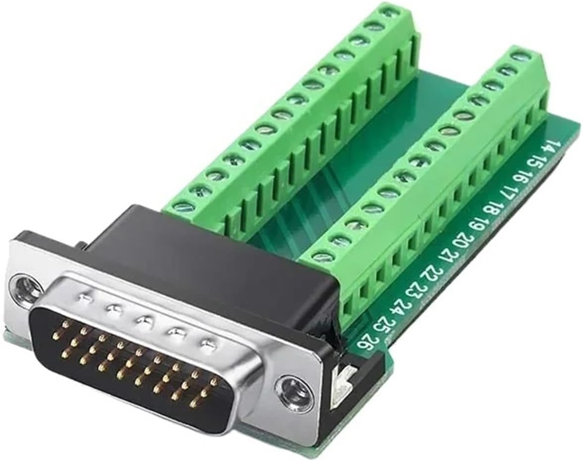 DB26 Male Female Serial Port Connector 26 Pin Breakout Terminal Adapter Gold Plated Copper 26Pin D-SUB DB26 Solderless(Female Solid Pin)