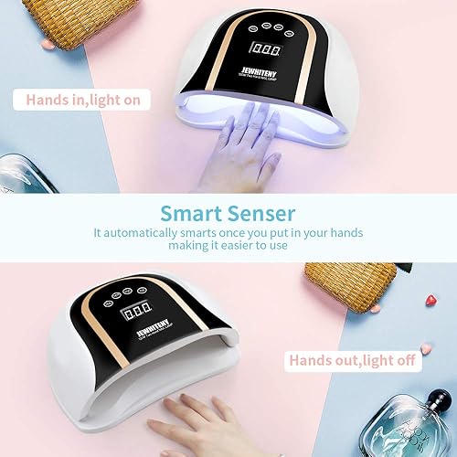 Miniatura 2 de JEWHITENY Lámpara de uñas LED UV de 120 W, secador de uñas más rápido para esmalte de gel con 4 ajustes de temporizador, luz UV profesional de uñas