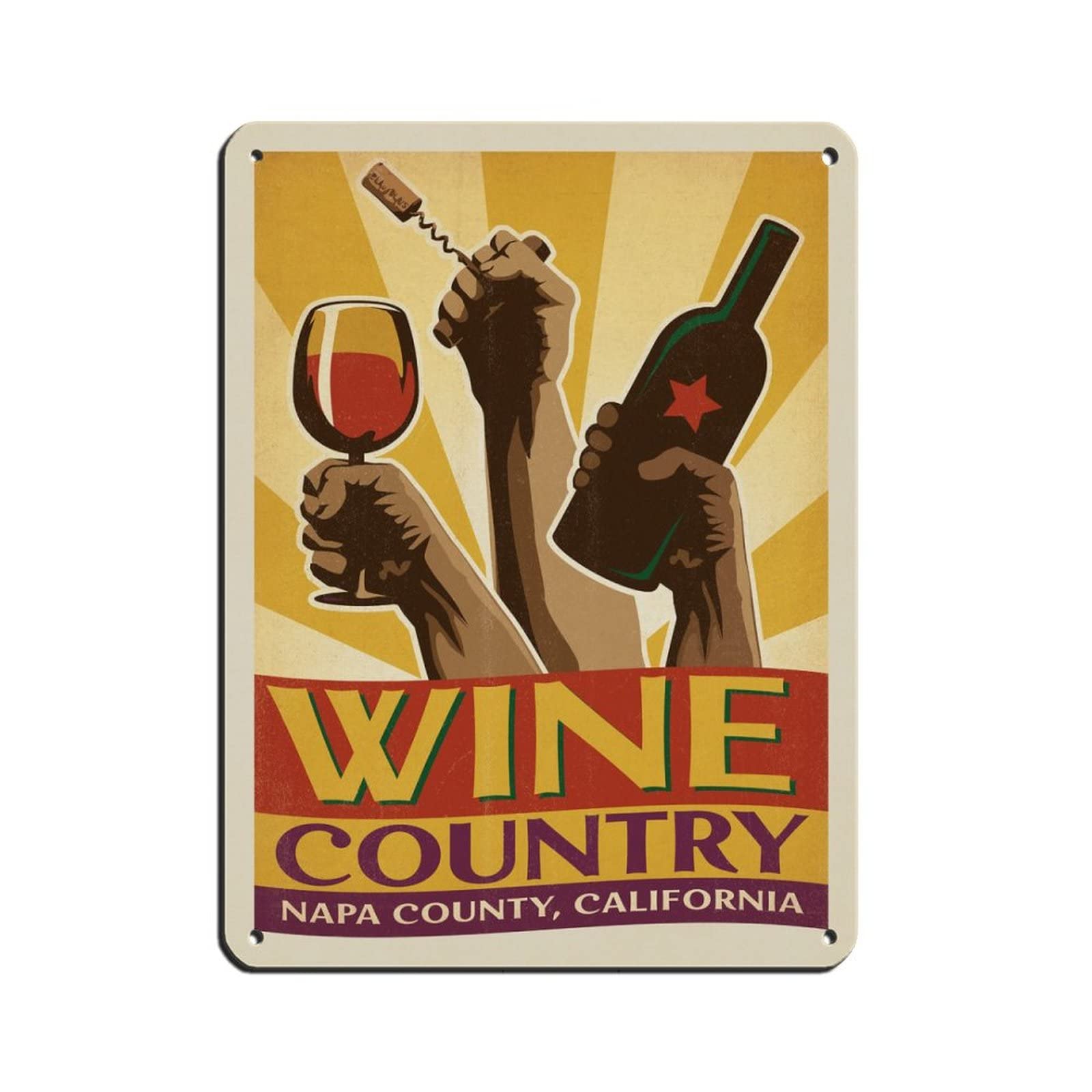 KZIWQ Napa County Wine Country Vintage Travel Poster Tin Sign Vintage Metal Pub Club Cafe Bar Home Wall Art Decoration Poster Retro 15x30cm