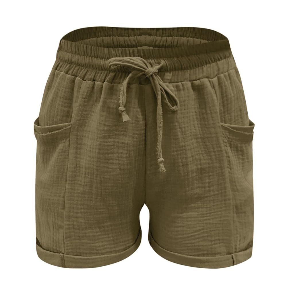 Linen Bike Shorts Plus Size Womens Summer Loose Casual Shorts