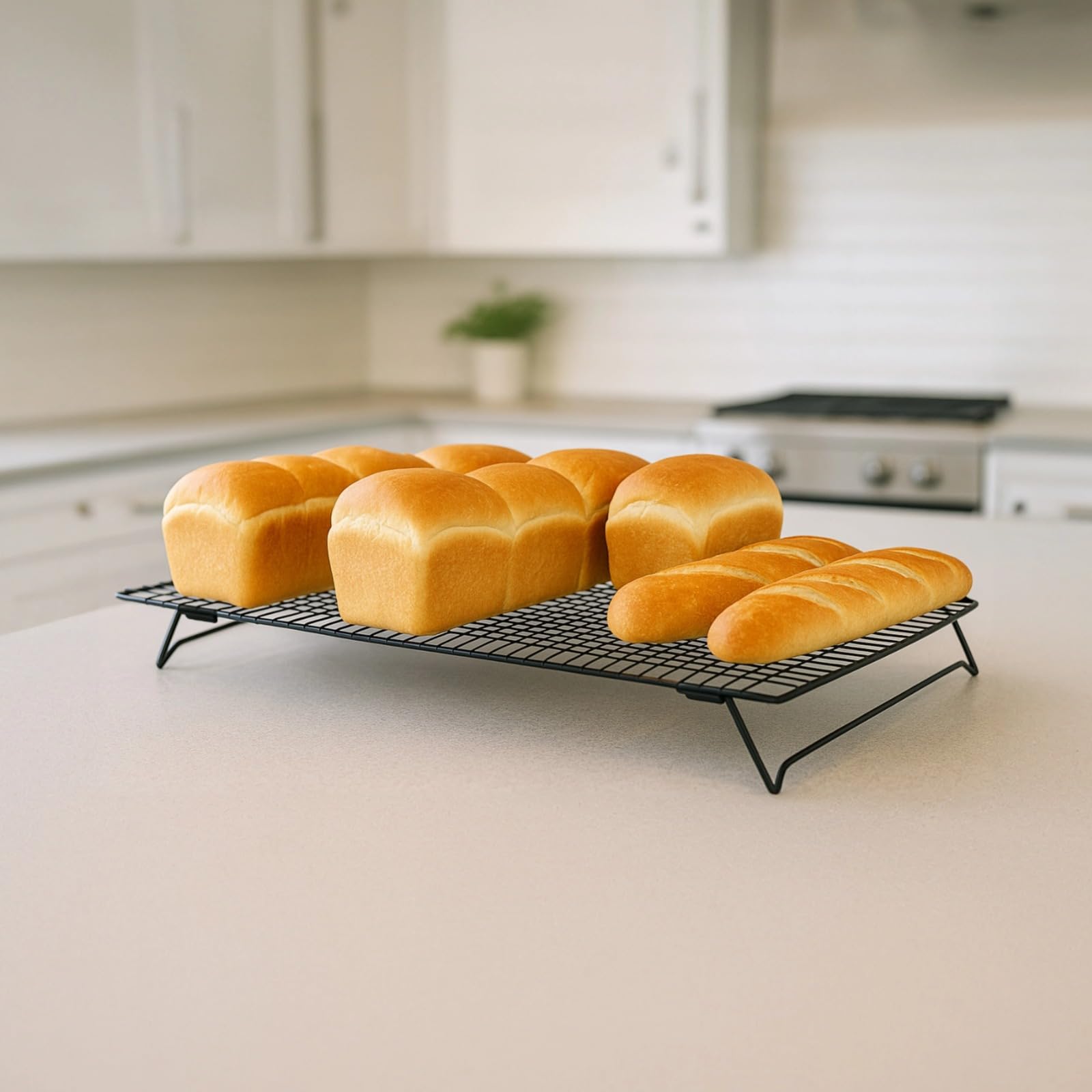 Generisch 2 STK. Kühlgitter, Faltbare Kühlgitter zum Backen, stapelbare Kühlständer aus Stahldraht, ideal zum Abkühlen von Keksen, Brot, Fleisch und mehr, für Küche und Backzubehör