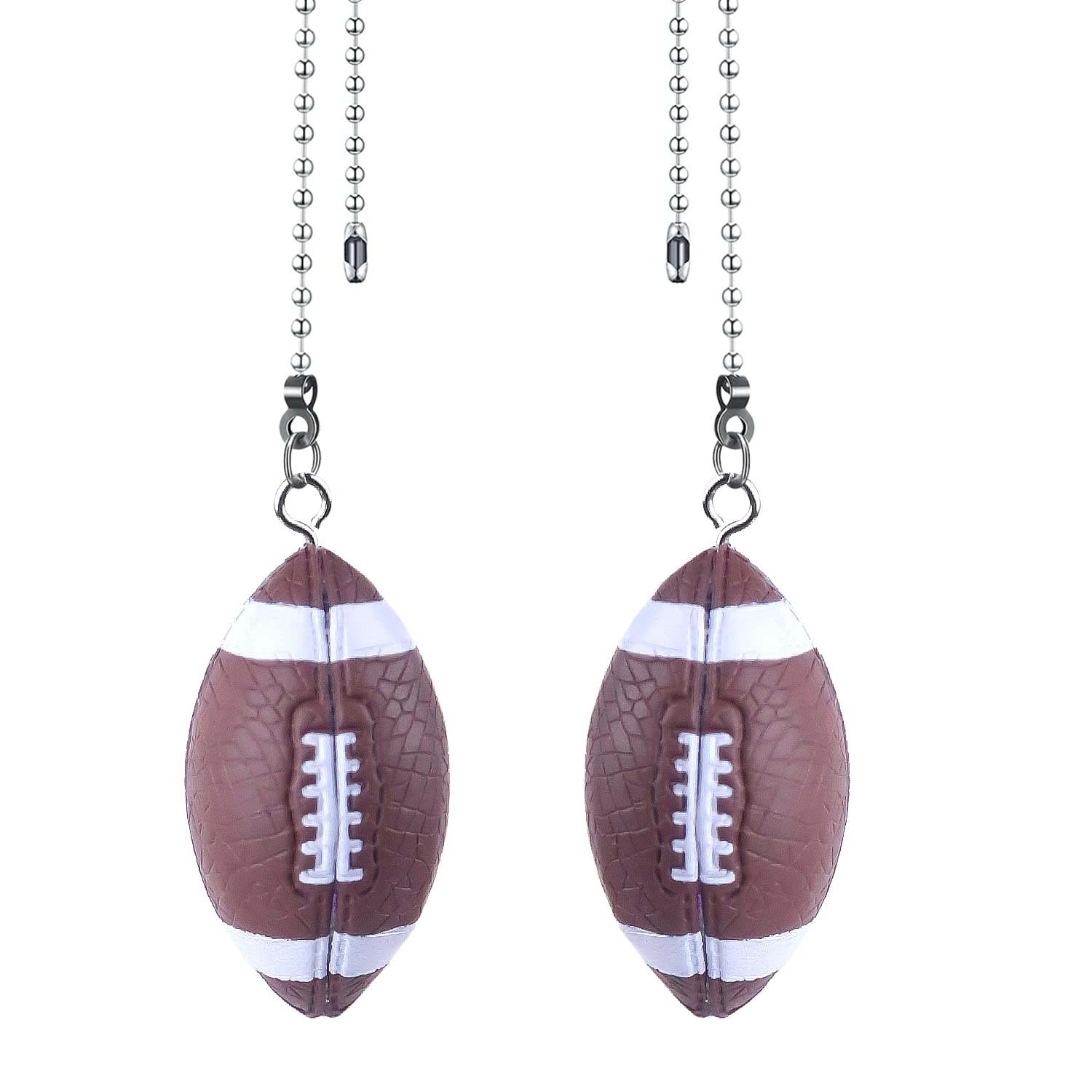 2Pcs American Football Ceiling Fan Pull Chains,Sport Theme String Charm Decorative Extension 14", Fun Light Chains Extender with Connector Accessories for Home Décor