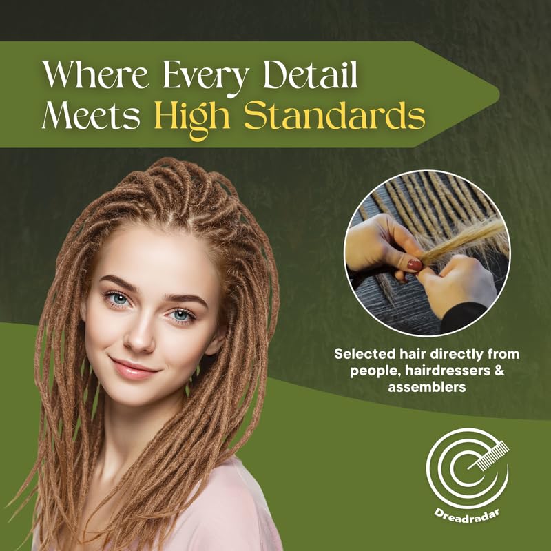 Human Hair Dreadlock Extensions – Handmade Crochet Locs Real Hair Dreads For Every Hairstyle, 10-Strand Bundle Dreads, Natural Looking Shades