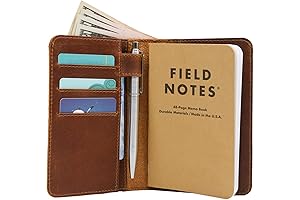 Genuine Leather Field Notes Black Wallet for Pocket Sized Notebooks