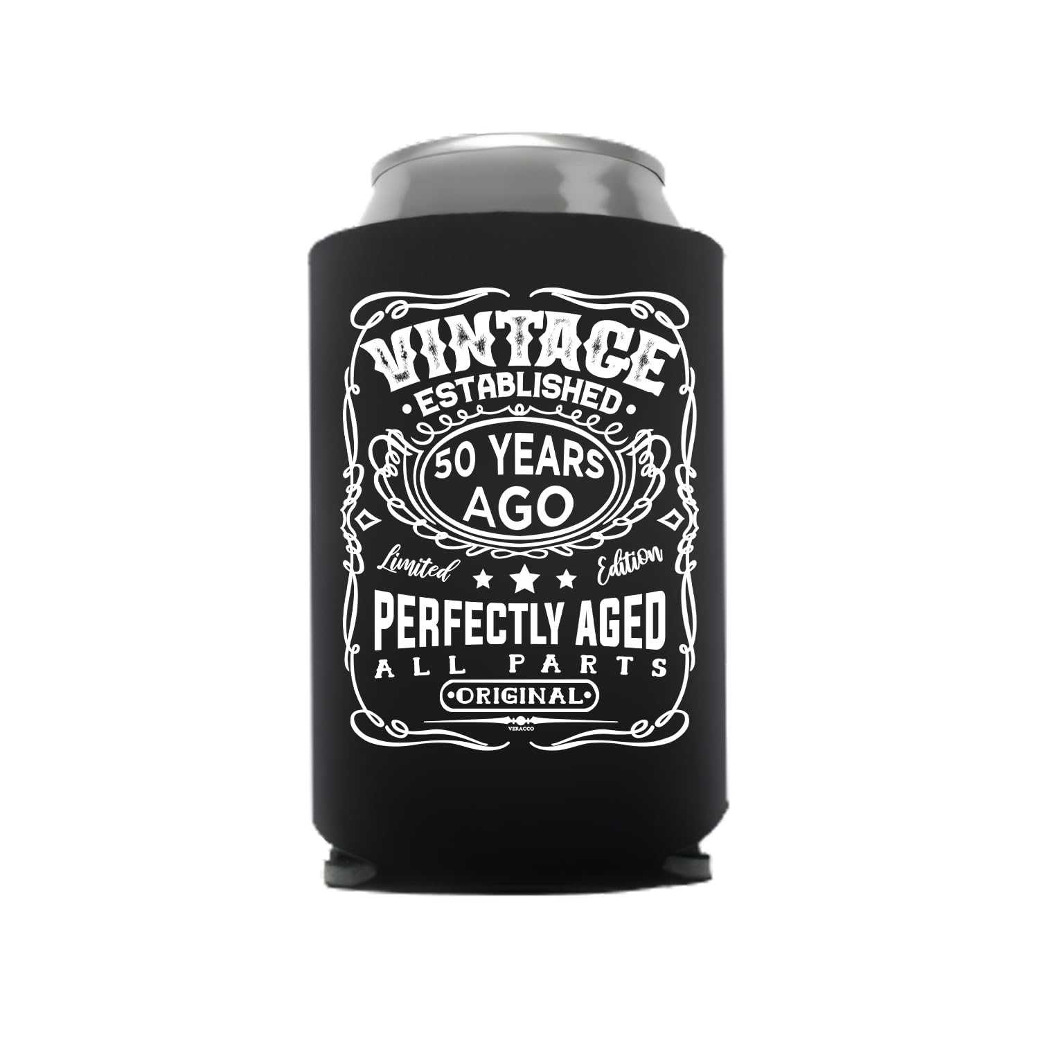 Veracco Vintage Established 1975 Perfectly Aged Can Coolie Holder 50th Birthday Gift Fifty and Fabulous Party Favors Decorations 12 Pack