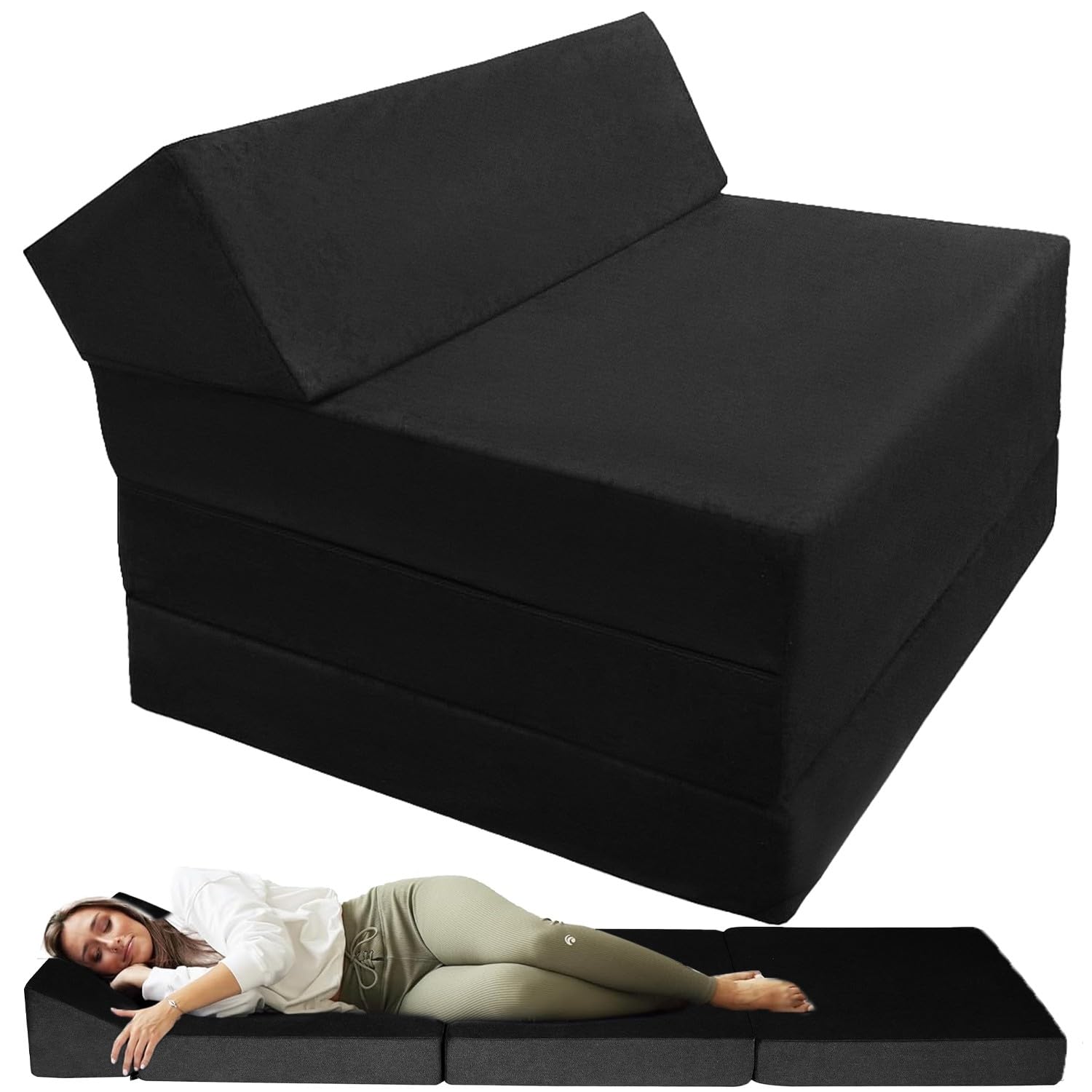 Matelas Pliable, Matelas Pliant avec Une Housse Amovible et Lavable, Medium-Firm, Convient aux Voyages, au Camping, aux invités
