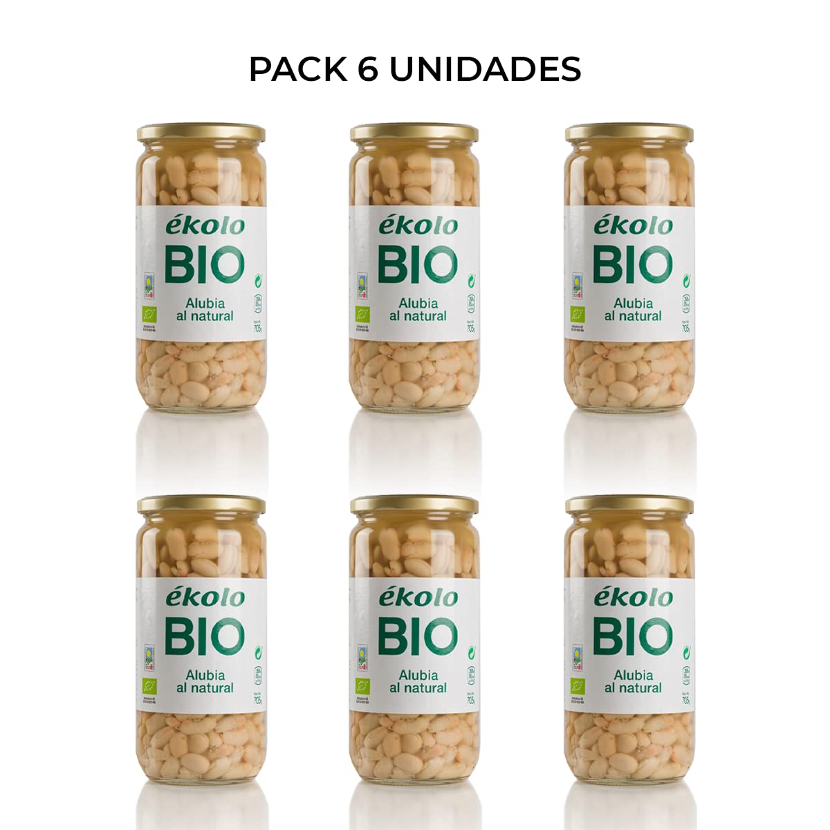 Ekolo Alubia Al Natural Bio, 6 Tarros, 705g 4230g
