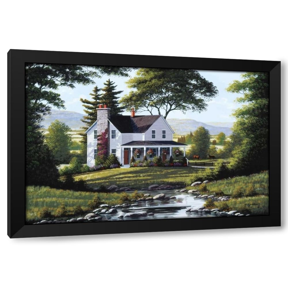 ArtDirect Serenity 40x28 Extra Large Black Modern Wood Framed Art Print by Saunders, Bill
