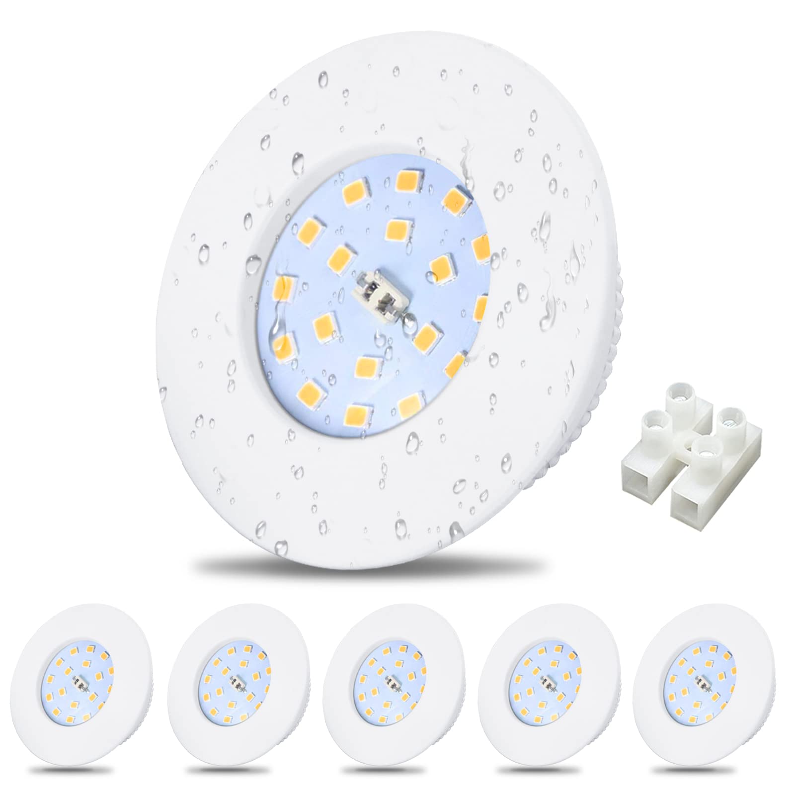 Allesgute White 6X 5W Recessed Ceiling Lights Ultra Slim Bathroom Spotlights Ip44 Waterproof Led Downlights Ceilings 240V Warm Cutout Ø60-68Mm